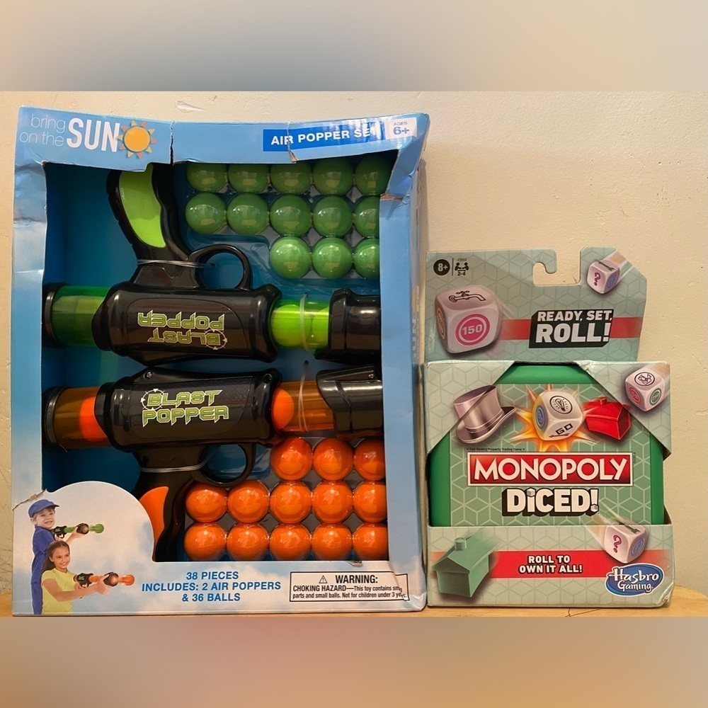Air Poppers Set and Monopoly Diced